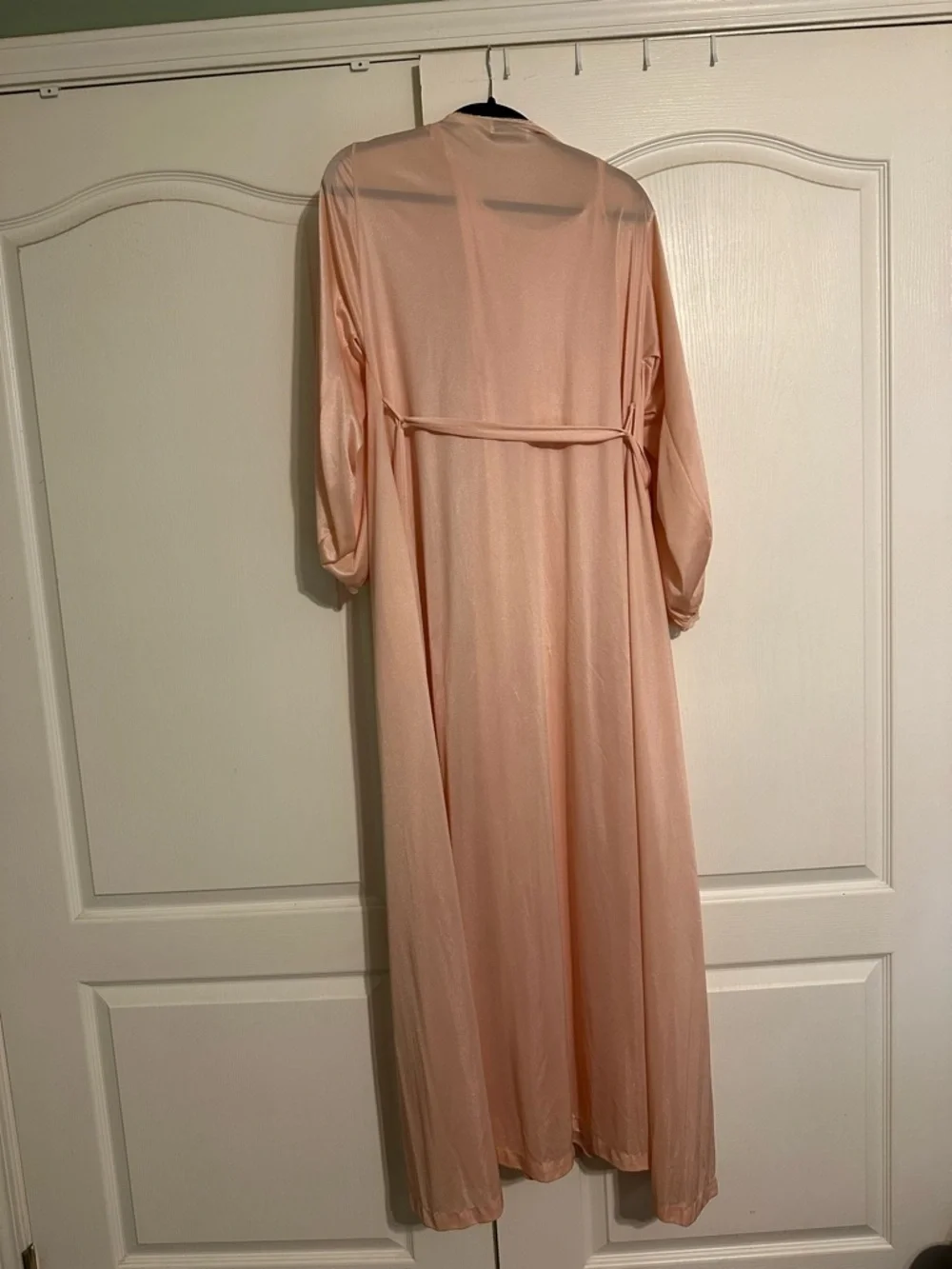 VTG Miss Elaine Peignoir Set Peach Lace Nightgown Robe Coquette 70s EUC- Small